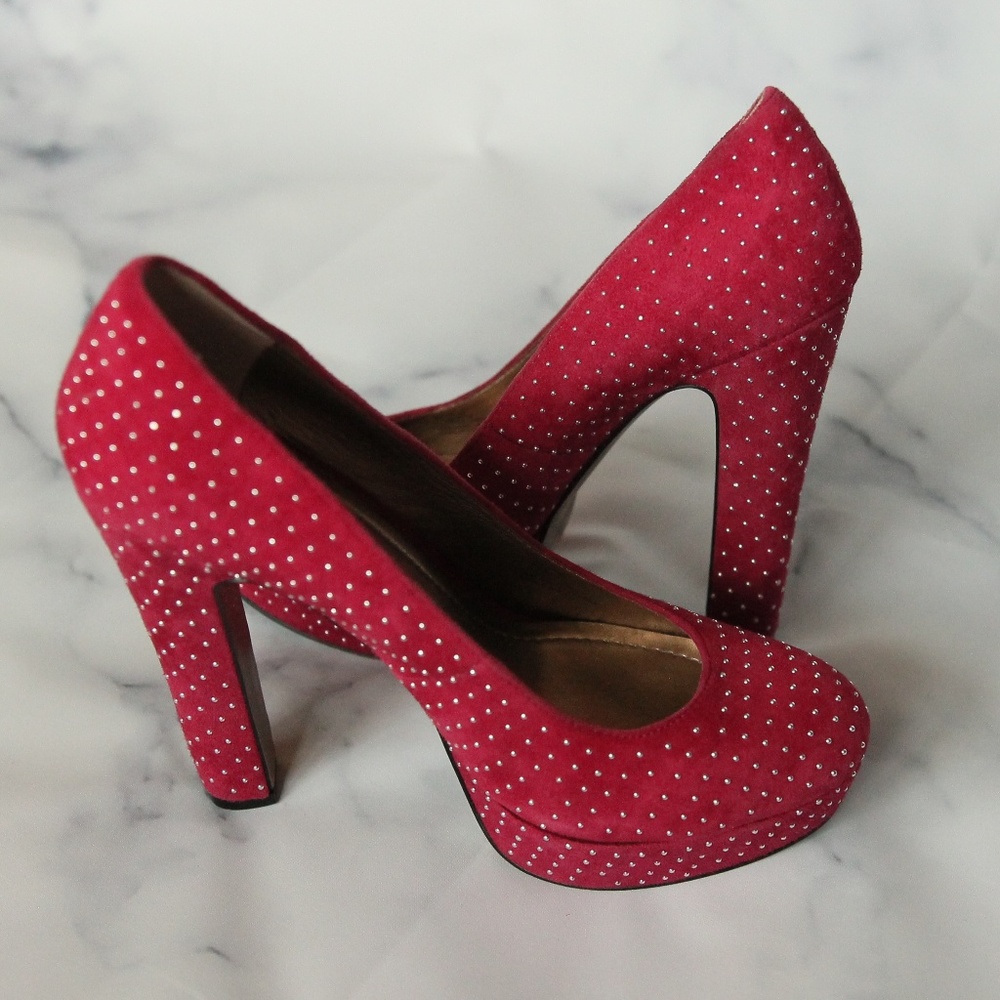 Bcbgeneration Joyss Raspberry Suede Stud Heels - image 8